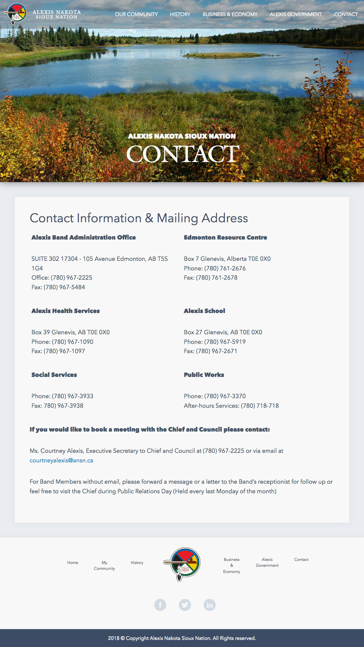 Screenshot 2018 09 30 Alexis Nakota Sioux Nation Contact